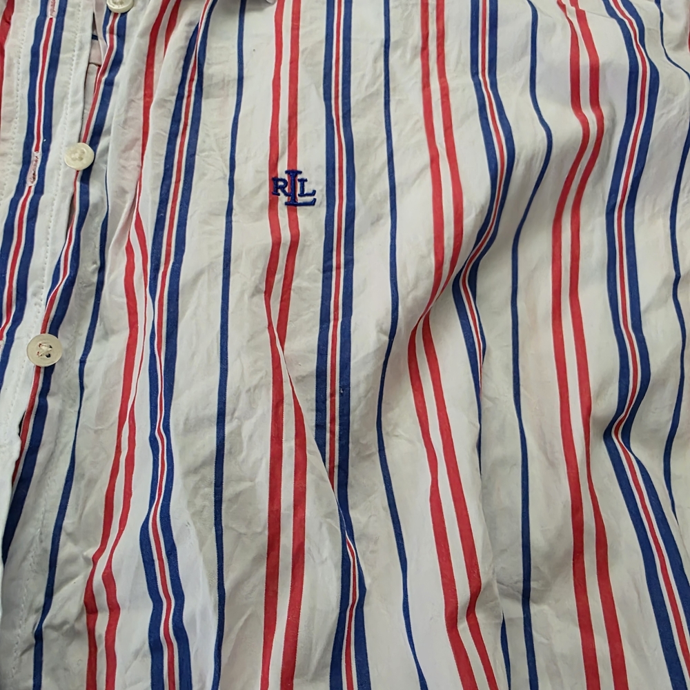 Ralph Lauren Men's Striped Shirt - Red, Blue, and White